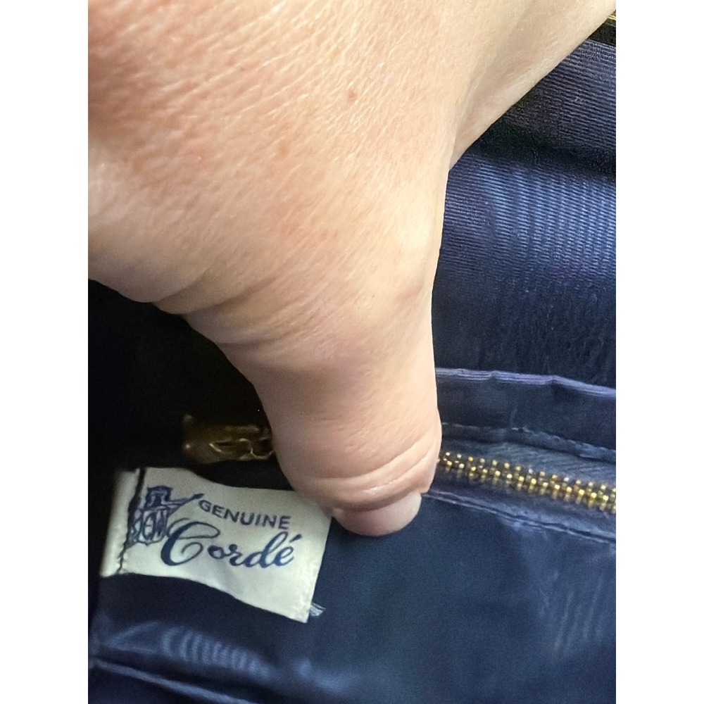 Genuine Corde Handbag Women‎ Small Navy Blue Vintage Kiss Lock Corded Bag VTG - Picture 7 of 8